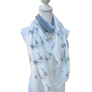Navy blue and White Tennis Racquet Scarf